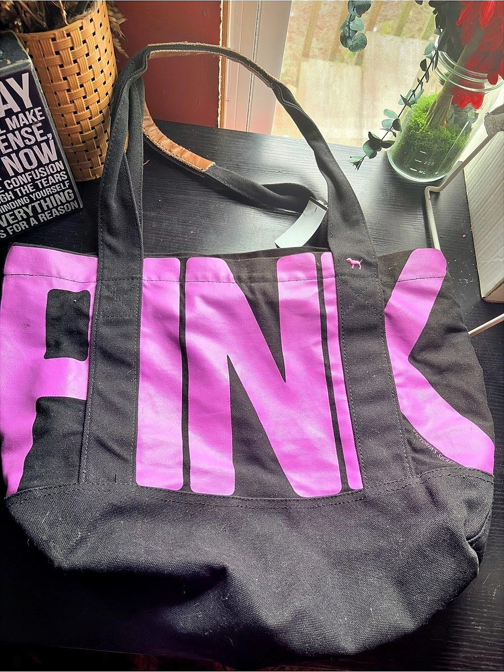 Victoria's Secret PINK Color Block Tote in Black & Pink